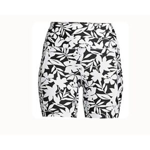Lands End Womens High Waisted 6 Inch Bike Swim Shorts Black Havana Floral XS 2-4